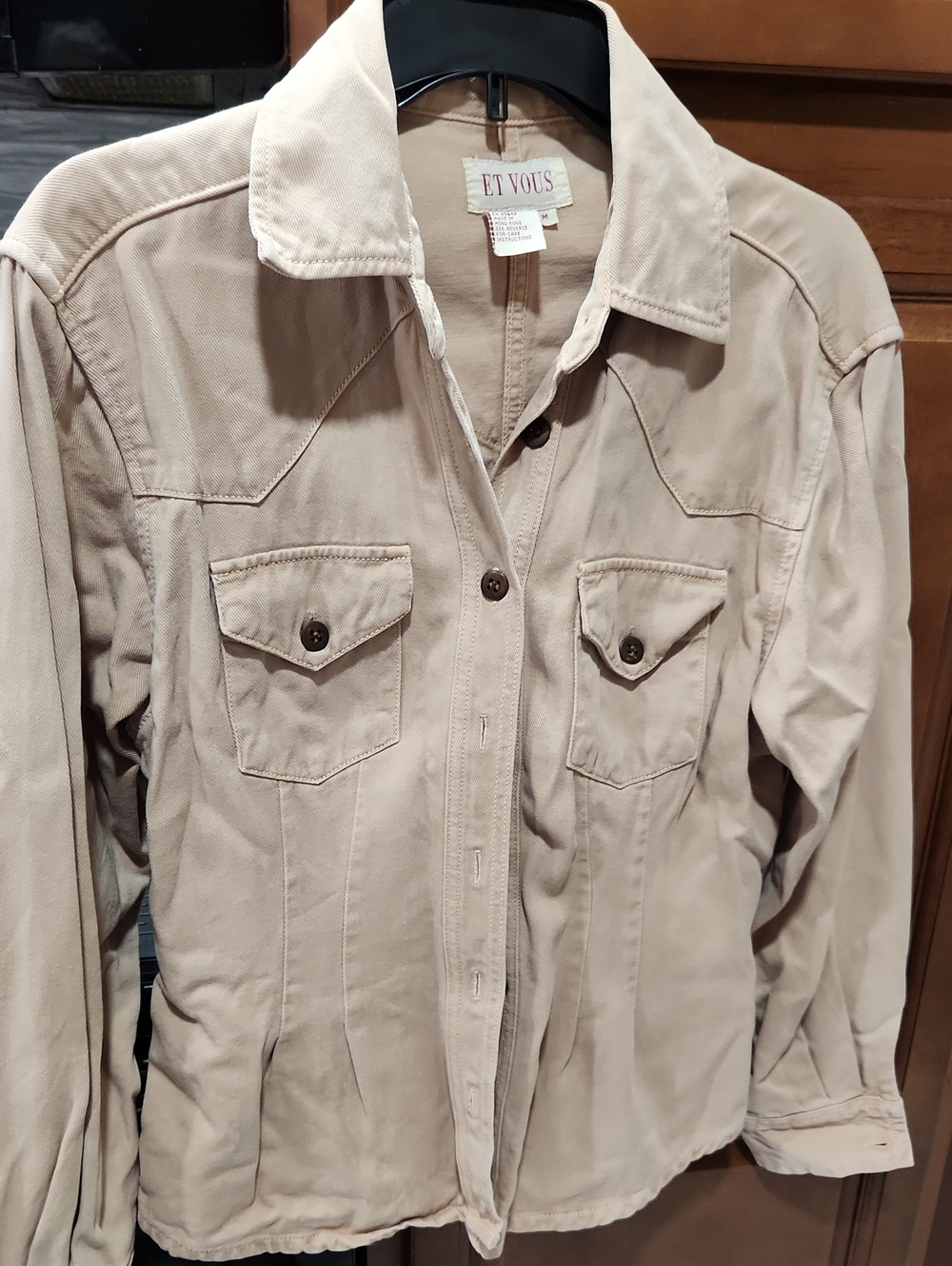 Et Vous Women's Beige Jean Jacket with Chest Pockets